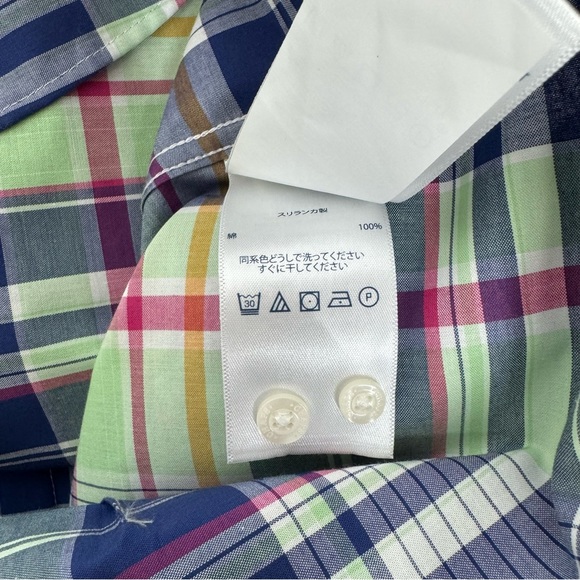 Chaps No Iron Preppy Spring Plaid Button Up Shirt Green Blue Pink Multi Size M - Picture 14 of 16